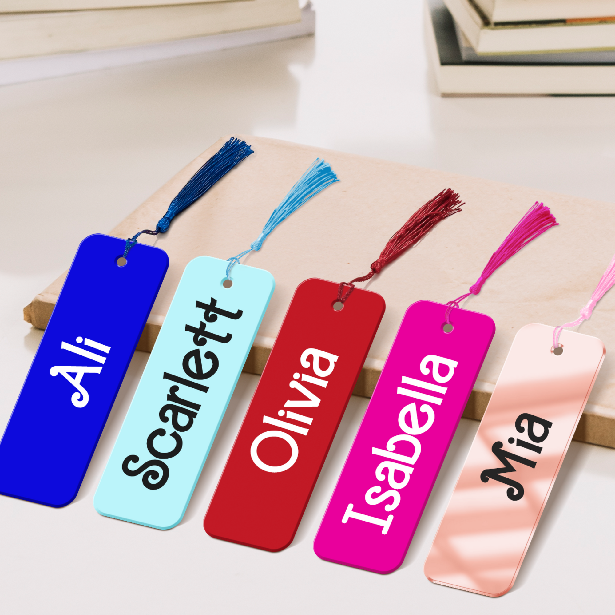 Personalised Mirror Acrylic Baby Bookmark & Tassel, Custom Print Logo Book Card, Reading Lover Name Tag Event Corporate Gift, Wedding Favour