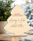 Personalised Mirror Acrylic/ Wood Xmas Tree Name Place Setting, Custom Engraved Logo Christmas Decor Table Name Place Card Party Favour Gift