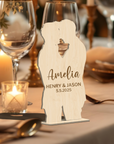 Personalised Mirror Acrylic/ Wooden Wedding Gay Couple Silhouette Place Settings, Custom Etched Table Card, Party Favour Thank you Gift Tag
