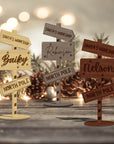 Personalised Mirror Acrylic/ Wood North Pole Sign Name Place Setting Custom Engraved Christmas Table Place Card Party Favour Xmas Decor Gift