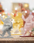Personalised Mirror Acrylic/ Wood Santan Name Place Setting, Custom Engraved Christmas Table Name Place Card, Party Favour Gift, Xmas Decor