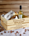 Personalised Occasion Gift Box Crate, Custom Engraved Grocery Organiser, Garden Storage, Wedding, Birthday Housewarming Corporate Keepsake