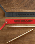 Personalised Pair of 5A Drumsticks & Engraved Leatherette Pouch, Custom Drum Sticks Holder Case, Jazz Rock, Drummers, Musician Dad Xmas Gift