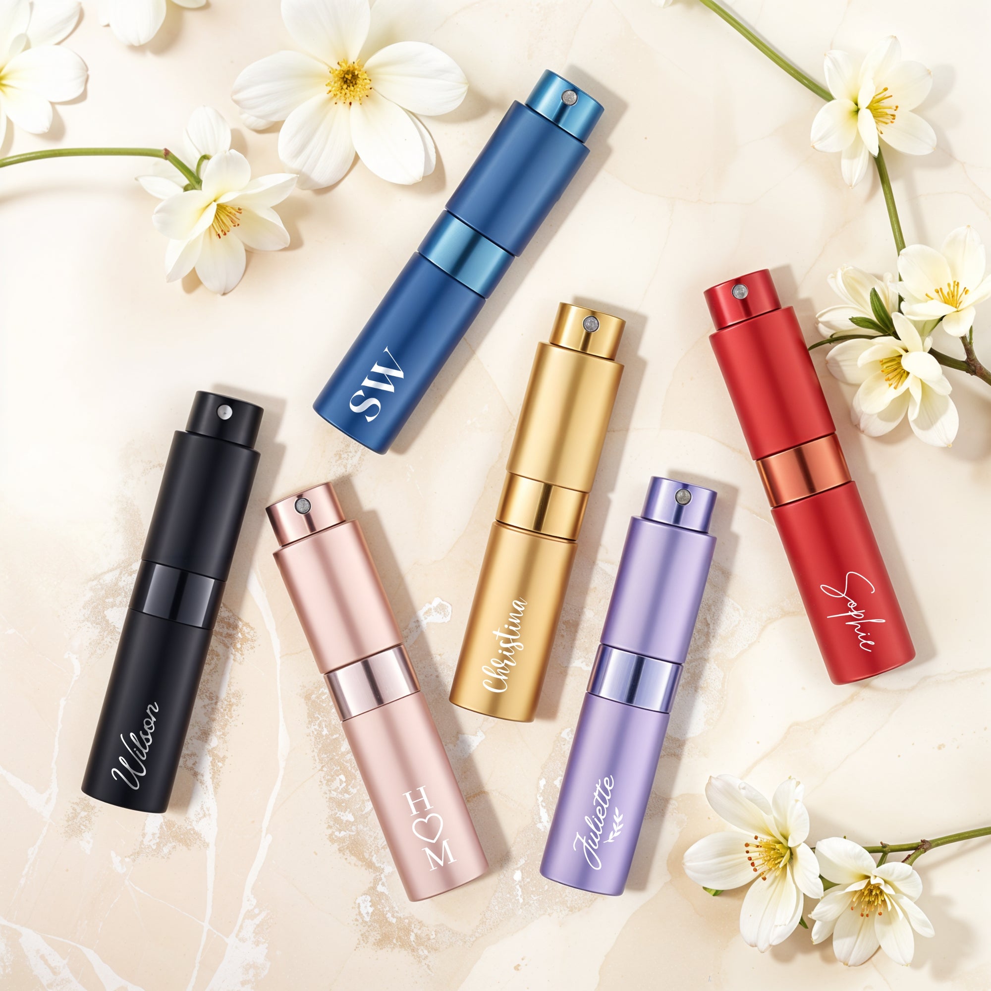 Personalised Perfume Atomiser – Refillable, Portable Mist Scent Spray Bottle, Bridesmaid, Groomsman Gift, Travel Destination Wedding Favours