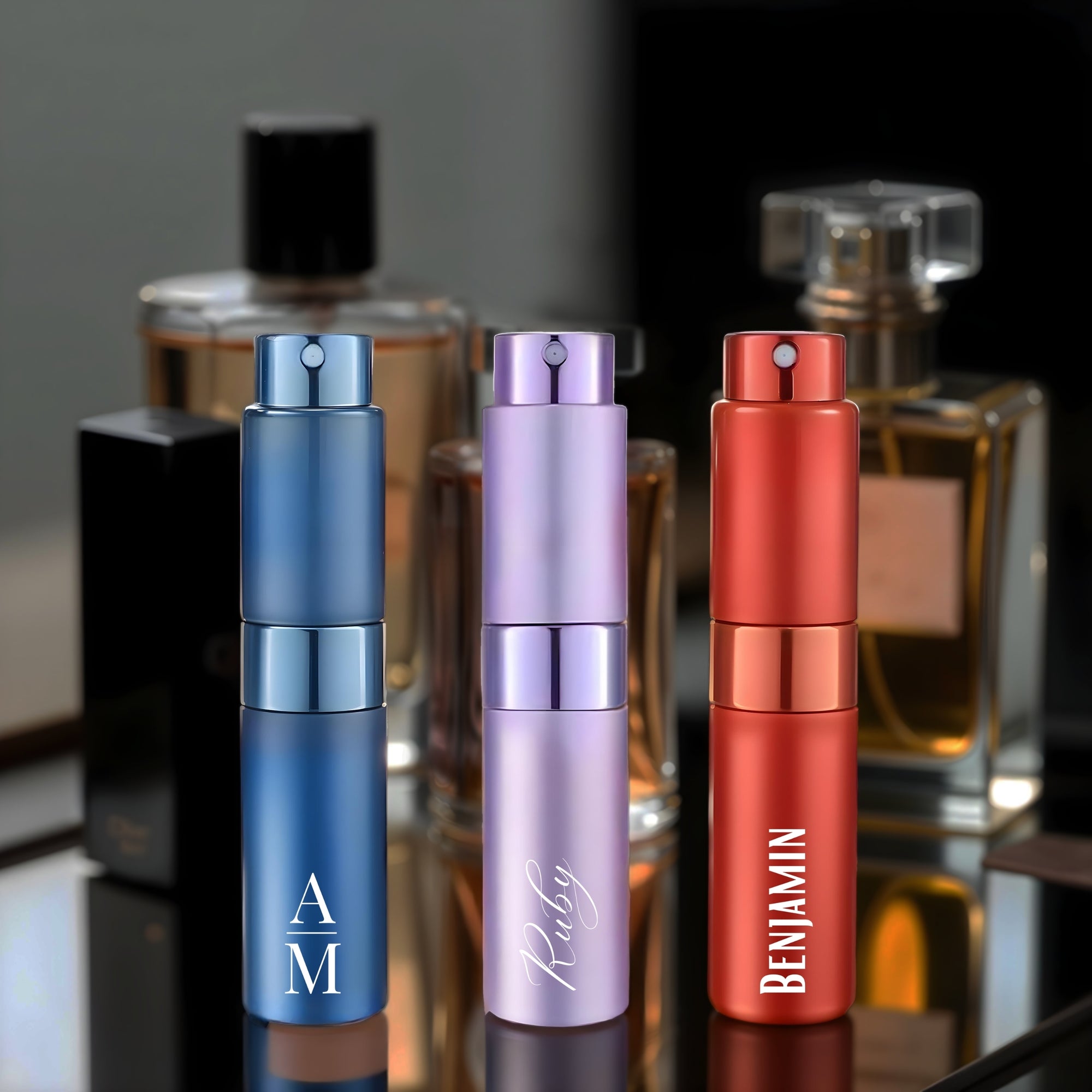 Personalised Perfume Atomiser – Refillable, Portable Mist Scent Spray Bottle, Bridesmaid, Groomsman Gift, Travel Destination Wedding Favours