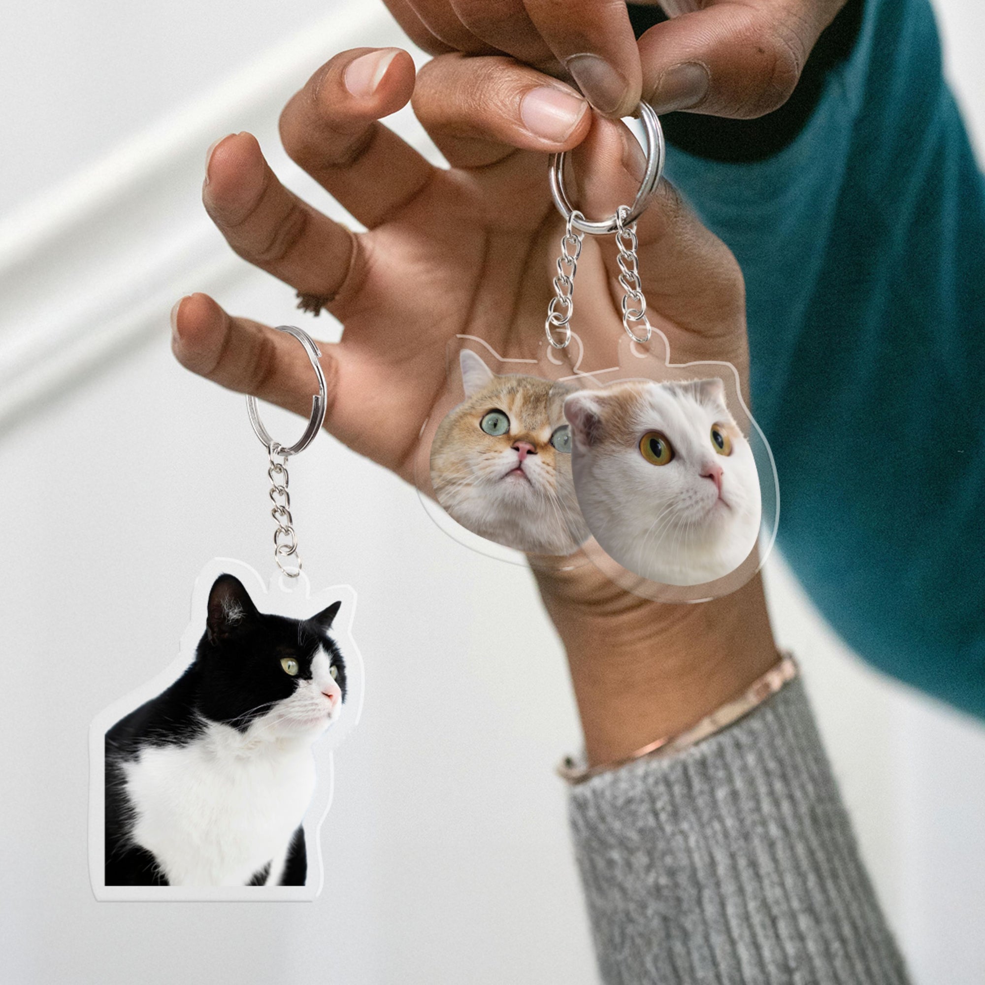 Personalised Pet Photo Clear Acrylic Keychain, Custom Print Corporate Logo Charm, Dog/ Cat Key Ring, Birthday/ Housewarming/ Christmas Gift