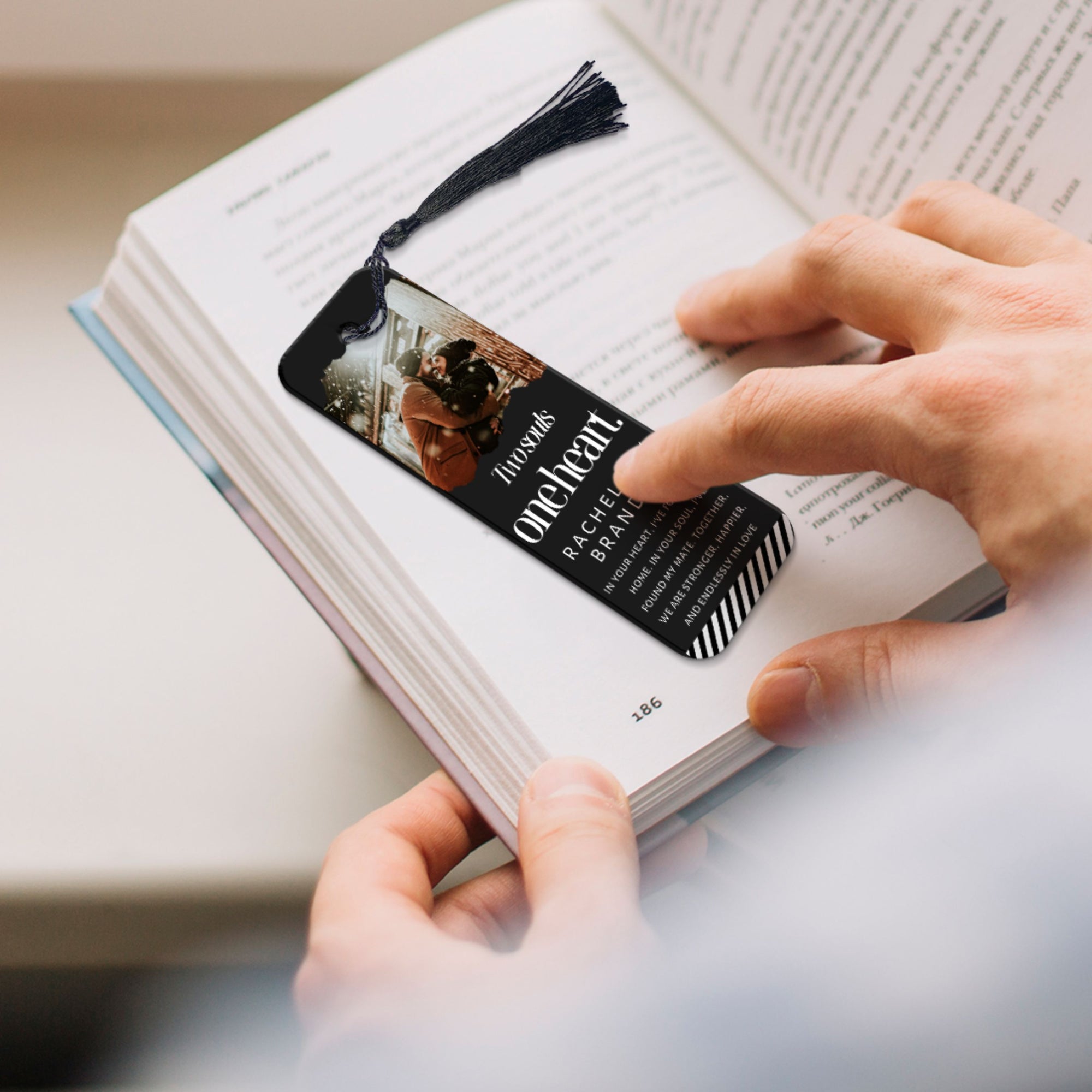 Personalised Photo Name Acrylic Bookmark & Tassel, Custom Print Logo Reading Name Tag, Book Lover Card, Event Corporate Gift, Wedding Favour