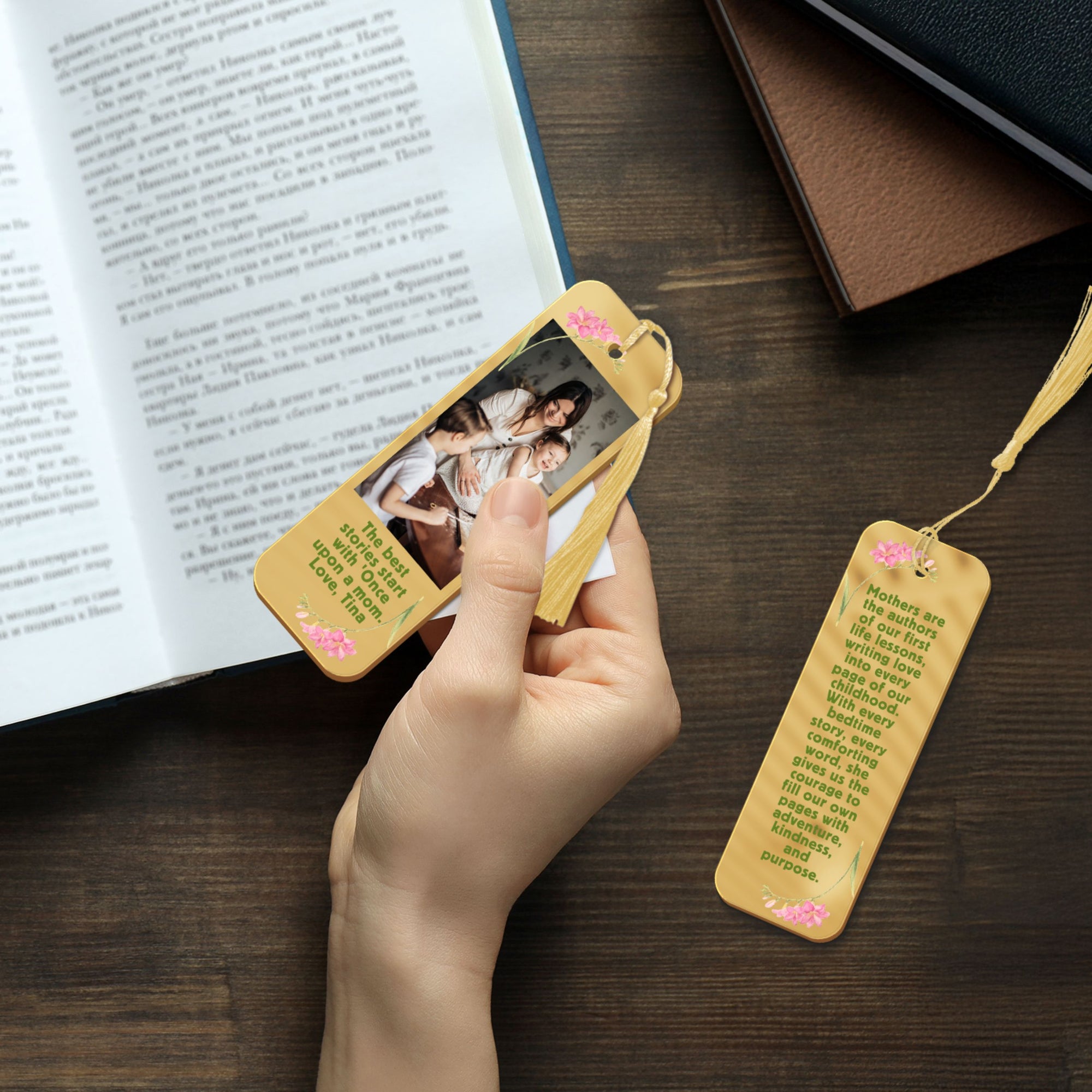 Personalised Photo Name Acrylic Bookmark & Tassel, Custom Print Logo Reading Name Tag, Book Lover Card, Event Corporate Gift, Wedding Favour