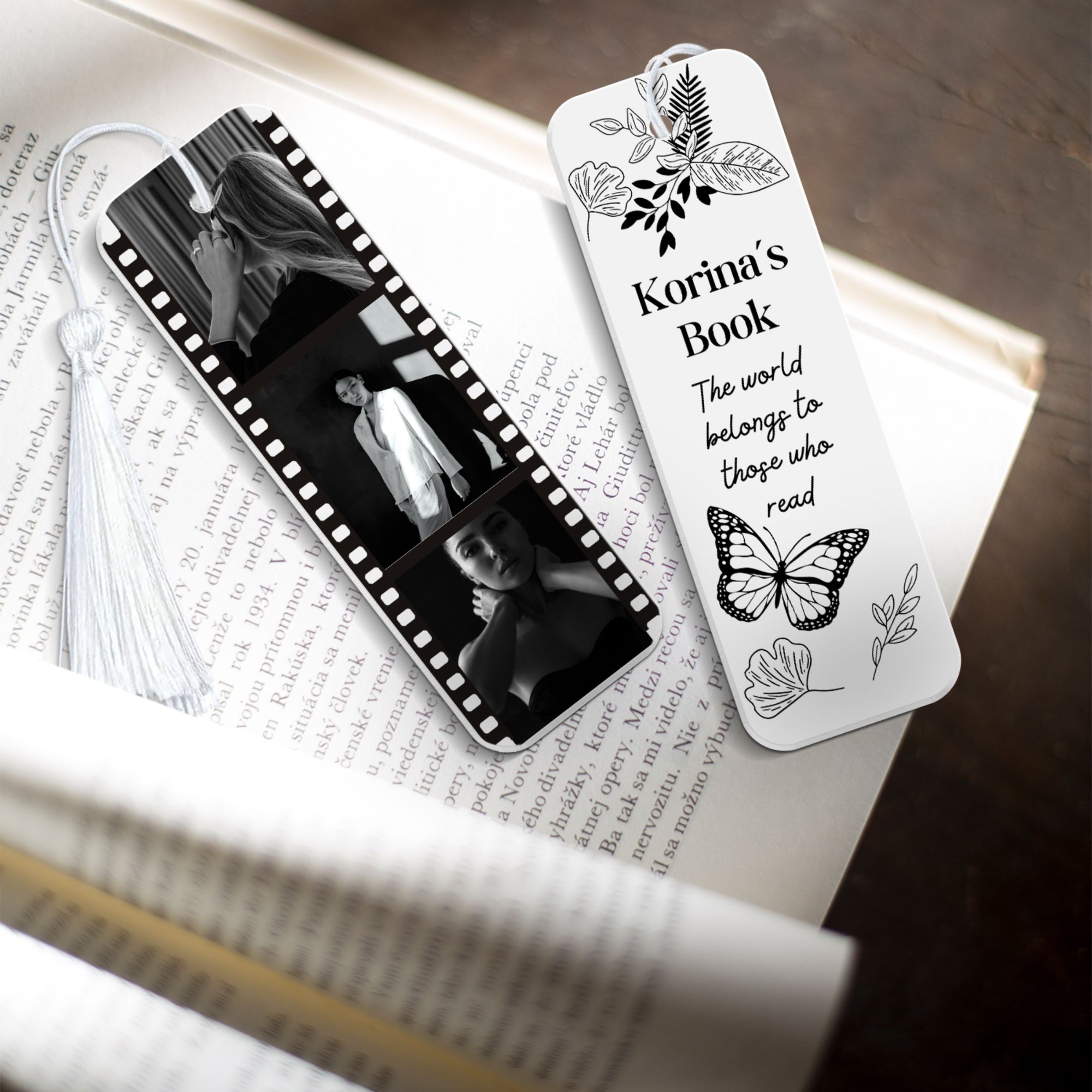 Personalised Photo Name Acrylic Bookmark & Tassel, Custom Print Logo Reading Name Tag, Book Lover Card, Event Corporate Gift, Wedding Favour