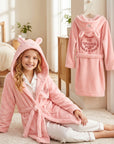 Personalised Plush Kid Bathrobe, Custom Name Embroidered Baby Dressing Gown, Bear Ear Hooded Baby Robe, Christening Teens Birthday Xmas Gift