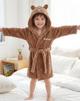 Personalised Plush Kid Bathrobe, Custom Name Embroidered Baby Dressing Gown, Bear Ear Hooded Baby Robe, Christening Teens Birthday Xmas Gift