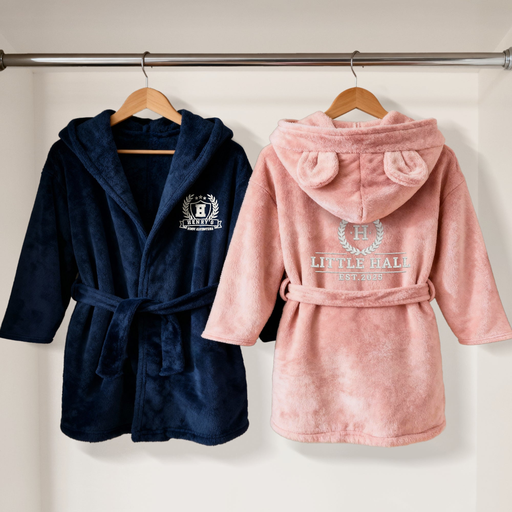 Personalised Plush Kid Bathrobe, Custom Name Embroidered Baby Dressing Gown, Bear Ear Hooded Bear Baby Robe, Christening Birthday, Xmas Gift