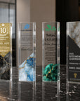 Personalised Print Clear Acrylic Block Trophy, Custom Employee Recognition Plaque, Graduate, Teacher, Sport Coach Award, Logo Corporate Gift