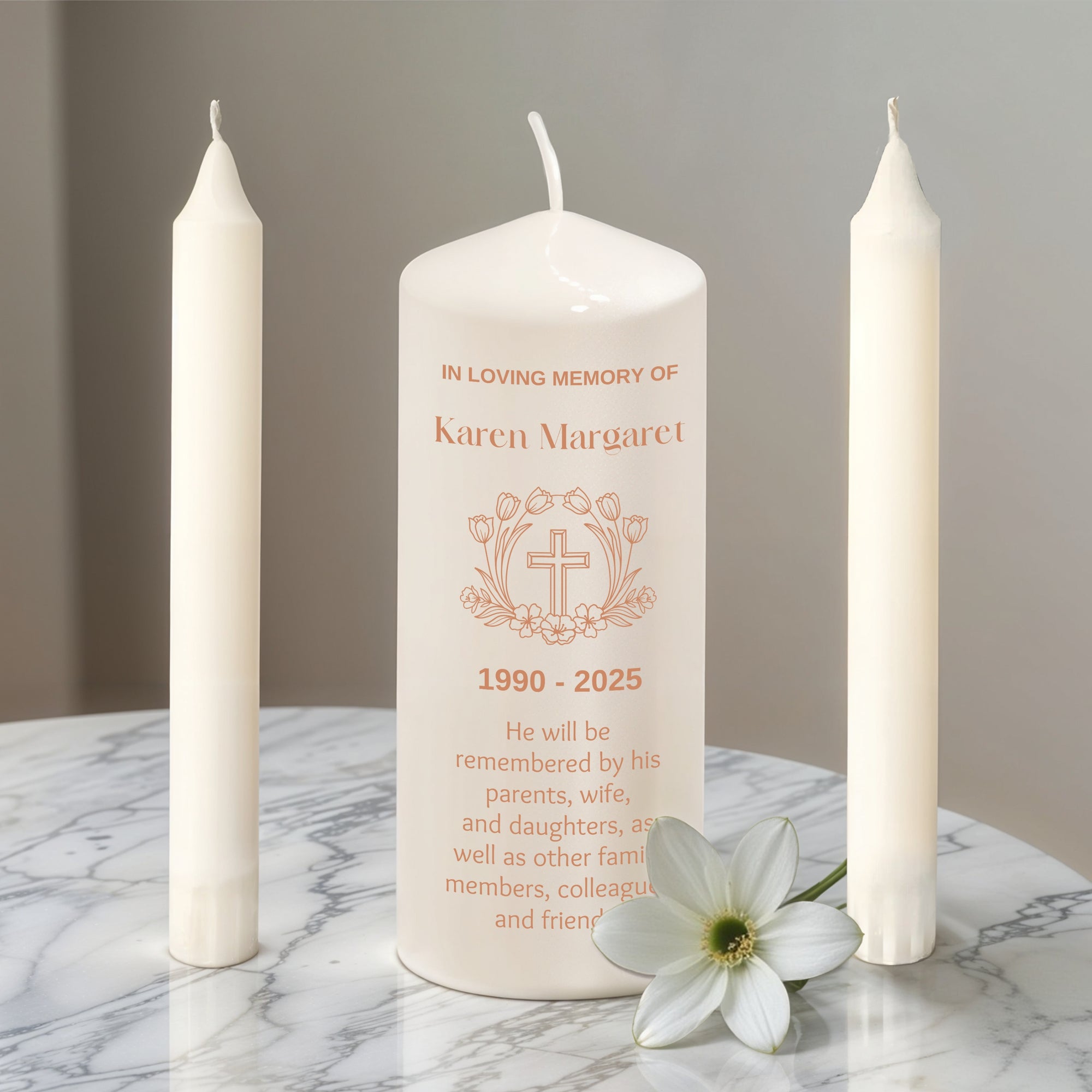 Personalised UV Print In Loving Memory Candles, Custom Memorial Candle Set, Pet Sympathy Gift, Funeral Ceremony Keepsake Remembrance Tribute