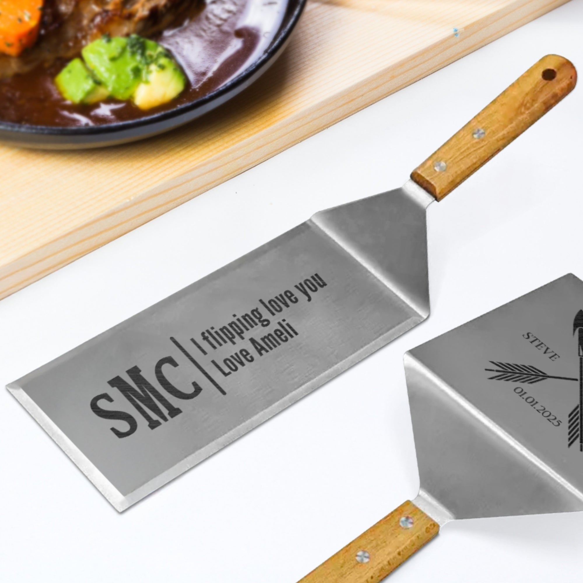 Personalised Steel Spatula /Turner/ Scraper, Custom Engraved Barbecue Grill Tool/ Multi Kitchen Utensil, Mom Housewarming, Father's Day Gift