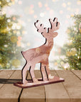 Personalised Mirror Acrylic/ Wood Reindeer Name Place Setting, Custom Engraved Logo Christmas Table Name Place Card, Party Favour Xmas Decor