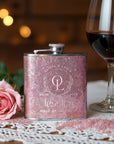 Personalised Glitter Stainless Steel 8oz Liquor Hip Flask & Funnel, Custom Engraved Bridesmaid Proposal, Wedding Favour, Logo Corporate Gift