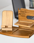 Personalised Rotating Wooden Docking Station, Custom Engraved Desk Valet, Nightstand Phone Watch Wallet Organiser Dad Groomsman Gift for Him