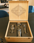 Personalised Set of 4 Portugal Beer Glasses & Custom Engraved Logo Wooden Box, Groomsman Proposal, Wedding, Birthday, Father, Corporate Gift