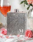 Personalised Glitter Stainless Steel 8oz Liquor Hip Flask & Funnel, Custom Engraved Bridesmaid Proposal, Wedding Favour, Logo Corporate Gift