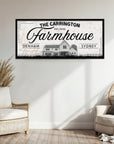 Personalised Sketch House Photo & Family Name Farmhouse Rustic Sign, Custom UV Print Wood Frame Wall Decor Vintage Signage Housewarming Gift