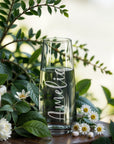 Personalised Etched Small Birth Flower Glass Vase, Home Wedding Decor, Bridesmaid Favor, Christening Housewarming, Anniversary Birthday Gift