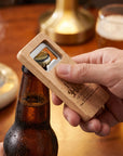 Personalised Square Wooden Bottle Opener, Custom Engraved Beer Popper, Dad Groomsmen Proposal Wedding Favours, Christmas Logo Corporate Gift