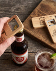 Personalised Square Wooden Bottle Opener, Custom Engraved Beer Popper, Dad Groomsmen Proposal Wedding Favours, Christmas Logo Corporate Gift
