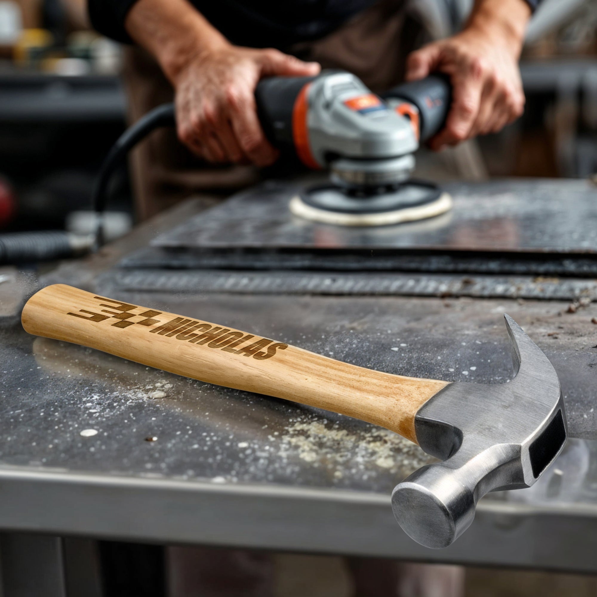 Personalised Wooden Steel Claw Hammer, Custom Engraved Name Logo Handyman Tool, Birthday, Housewarming, Groomsman Grandad Father's Day Gift