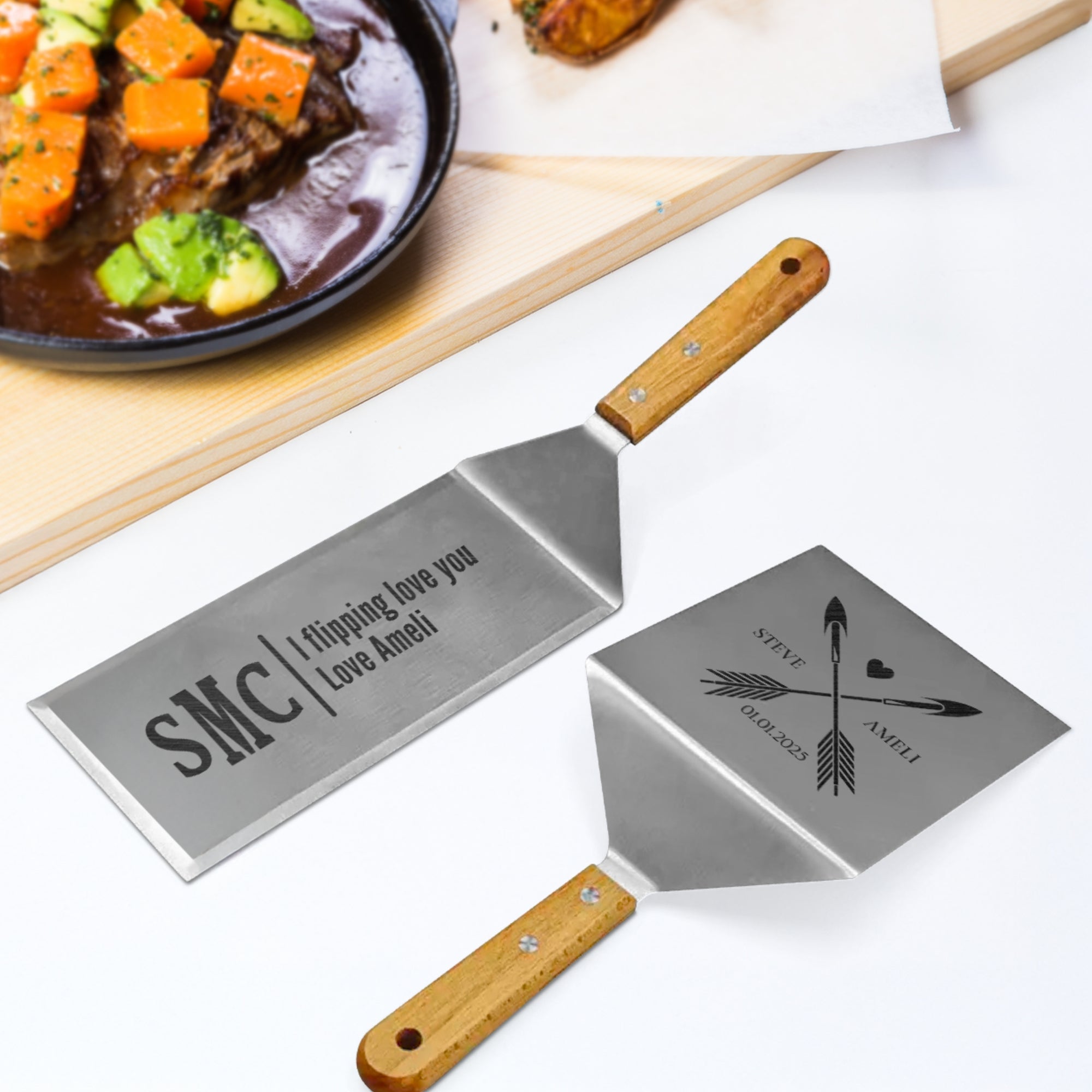 Personalised Steel Spatula /Turner/ Scraper, Custom Engraved Barbecue Grill Tool/ Multi Kitchen Utensil, Mom Housewarming, Father's Day Gift