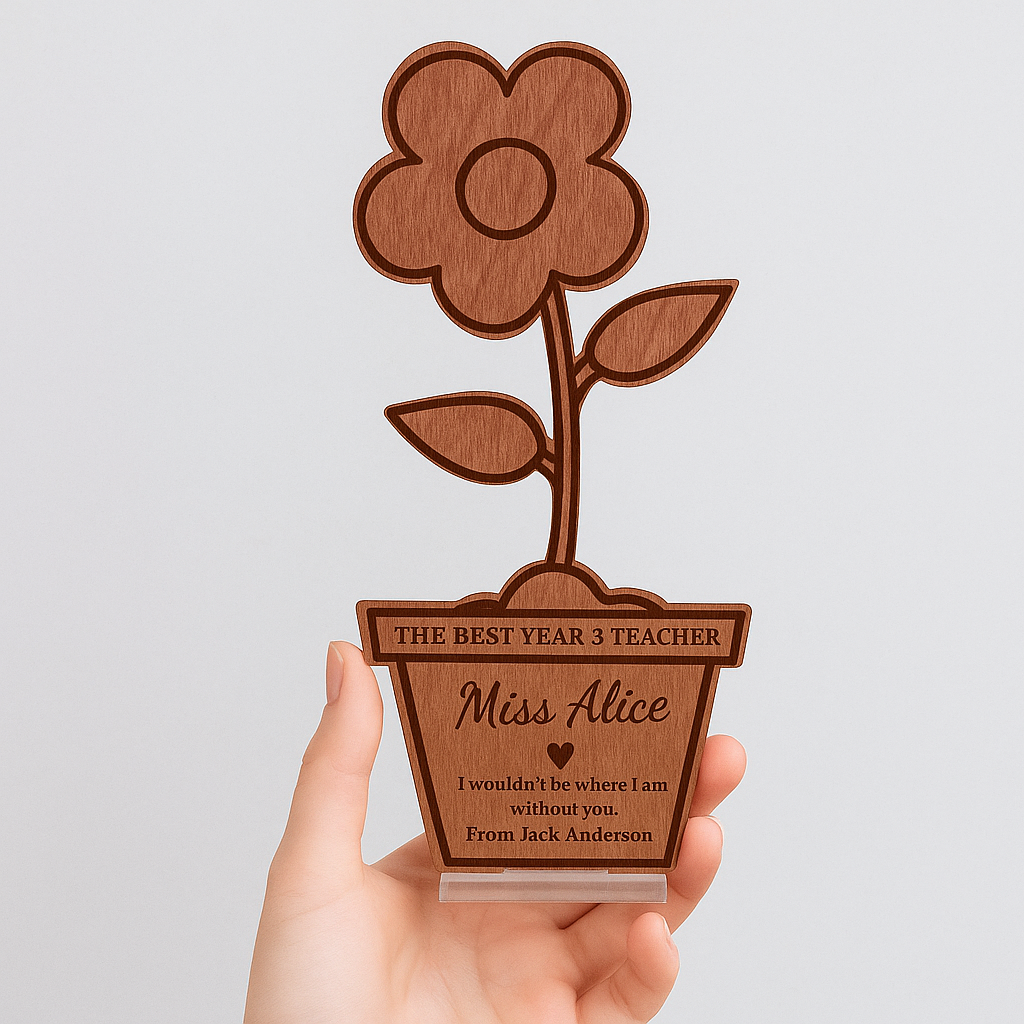 Personalised Teacher Appreciation Plaque & Stand/ Custom Engraved Plywood/ Acrylic School Sport Coach, Tutor Mentor Graduation Keepsake Gift