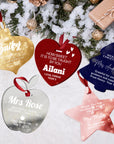 Personalised Teacher Christmas Ornament, Custom Mirror Acrylic UV Print Bauble, Appreciation Coach Thank You Gift, Xmas Tree Decoration Tag