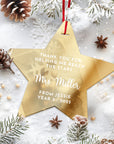 Personalised Teacher Christmas Ornament, Custom Mirror Acrylic UV Print Bauble, Appreciation Coach Thank You Gift, Xmas Tree Decoration Tag