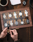 Personalised Two Drawer Wooden 20 Watch Slots Display Box, Custom Engraved Men Accessories Storage Jewelry Case Organiser Christmas Dad Gift