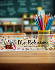 Personalised UV Print Clear Acrylic Block Desk Name Plate, Custom Logo Professional Job Title Sign, Office Role Plaque Teacher Graduation Gift