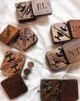 Personalised Walnut Cufflinks & Tie Clip Box, Custom Engraved Man's Wooden Accessories/ Jewellery Storage, Groomsmen, Dad, Wedding Gift Set