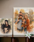 Personalised Watercolour Portrait on Stretched Canvas, Custom Digital from Your Photo, Couple, Wedding, Family Memory Image, Home Decor Gift