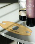 Personalised 2 Stem Glasses & Wine Holder Set, Laser Cut Wooden Bottle Caddy/ Custom Engraved Butler, Barware Anniversary, Housewarming Gift