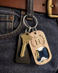 Personalised Wooden Bottle Opener Keyring, Custom Engraved Beer Popper Keychain, Dad Groomsmen Wedding Favour, Christmas Logo Corporate Gift
