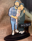Personalised 3D Wooden Cartoon Family Figurine Display, Custom Print Photo Portrait Caricature Home Decor, Birthday, Anniversary, Xmas Gift