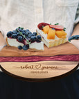 Personalised Wood Round Resin Cheese Tray, Custom Logo Etched Kitchen Cutting Serving Board, Charcuterie Platter Corporate Housewarming Gift