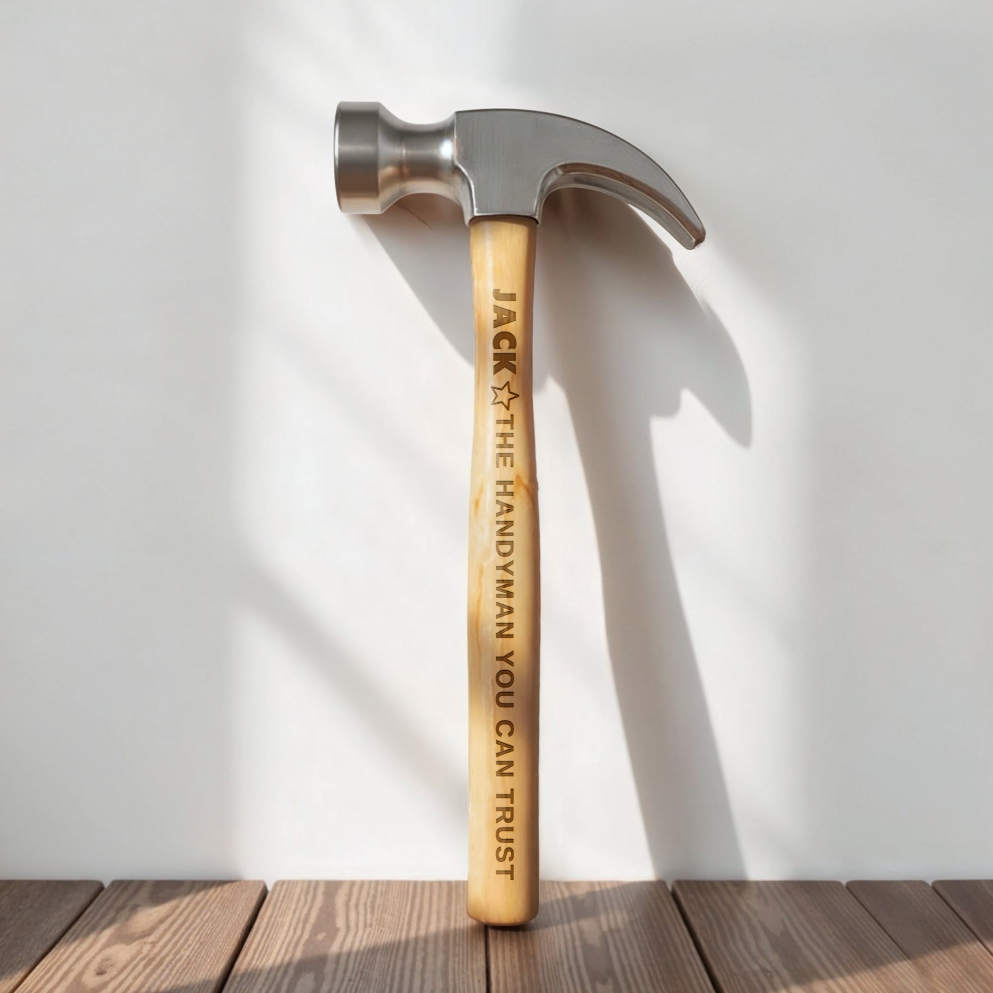 Personalised Wooden Steel Claw Hammer, Custom Engraved Name Logo Handyman Tool, Birthday, Housewarming, Groomsman Grandad Father's Day Gift