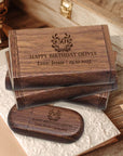 Personalised Wooden USB & Storage Box, Custom Engraved Logo Memory Stick, Flash Drive Case Holder, Wedding Anniversary In Loving Memory Gift