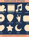 Various chip shapes with labels for Cassette