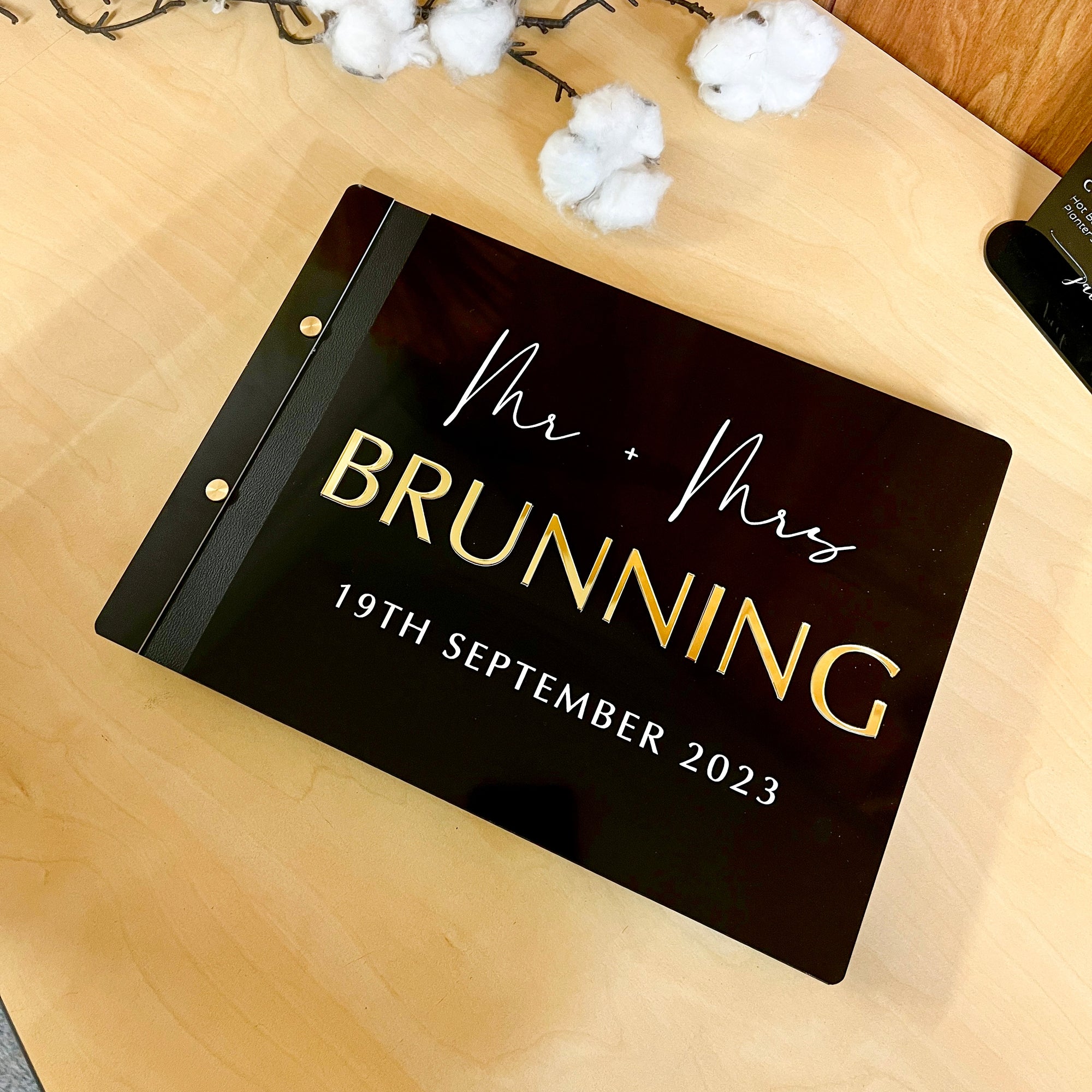 Custom Made Engraving & 3D Raised Acrylic, Vegan Leather Wedding Guest Book, Personalised Alternative/ Traditional Guestbook Keepsake, Party Decor