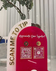 Personalised 3D Raised Acrylic Arch QR Code Social Business Sign & Card Holder, Custom Spa, Beauty, Cafe, Retail, Reception Display Signage