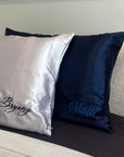 Personalised Embroidery Mulberry Pillowcase, Custom Embroidered Name Silk Skin Friendly/ Anti Frizz Hair Bedding, Birthday Housewarming Gift