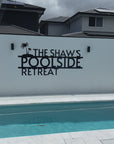 Custom Made Tropical Palm Oasis Retreat Poolside Sign, Personalised Name Acrylic Pool Bar Backyard/ Patio/ Deck Wall Art, Housewarming Gift