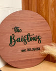 Custom Round Circle 3D Raised Name Timber Wedding Alternative Guest Book Welcome Sign, Personalised Rustic/ Vintage/ Boho, Country Hippie style Wooden Names, Ceremony/ Event/ Engagement/ Bridal Shower/ Birthday Signage on Easel