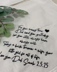 Custom Embroidered Handkerchief, Personalised Guest Table Name Place Hankies Embroidery, Anniversary, Wedding Favors Bestman Groom Father Gift
